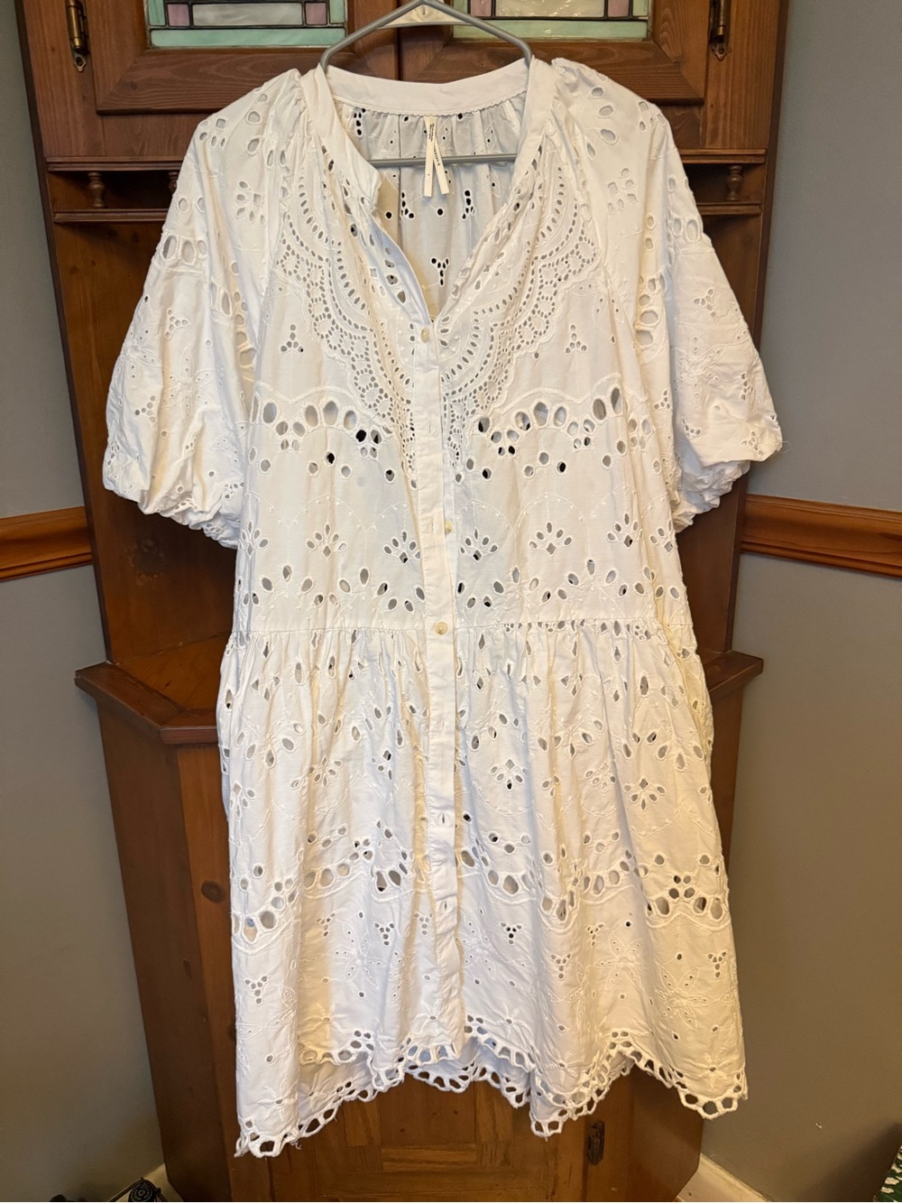 Anthropologie Tallulah oversized relaxed drop waist Eyelet Dress L
